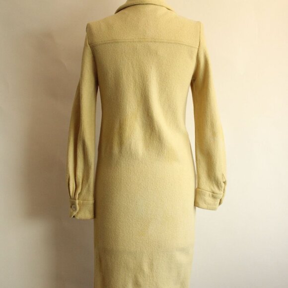 Vintage 1960s Coat Dress, Fred Roithschild Yellow Wool - Picture 9 of 10